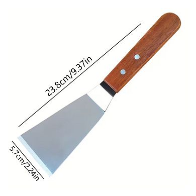 Stainless Steel Spatula with Wooden Handle - Perfect for Cakes, Steak, Eggs, & Grilling