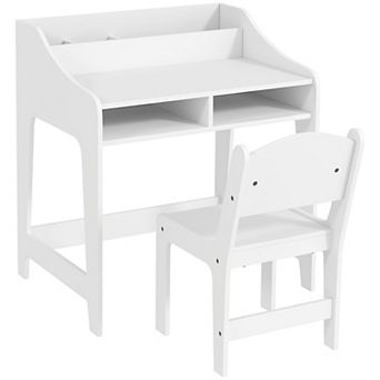 Qaba Kids Desk and Chair Set, Children Study Table with Chair