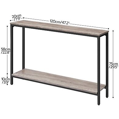 Narrow Console Table with 2 Shelves for Entryway, Hallway, or Living Room