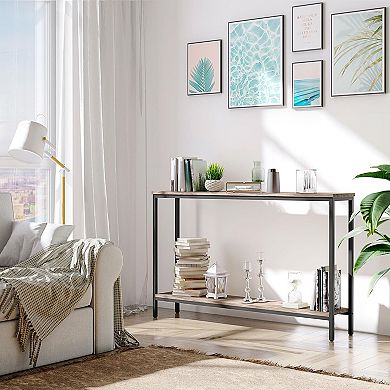 Narrow Console Table with 2 Shelves for Entryway, Hallway, or Living Room