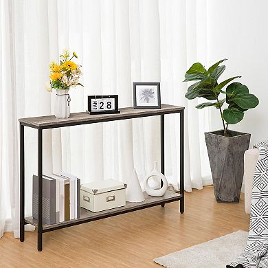 Narrow Console Table with 2 Shelves for Entryway, Hallway, or Living Room