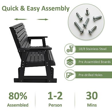 Poly Lumber Patio Glider for 3-Person, HIPS Material, All-Weather Resistant