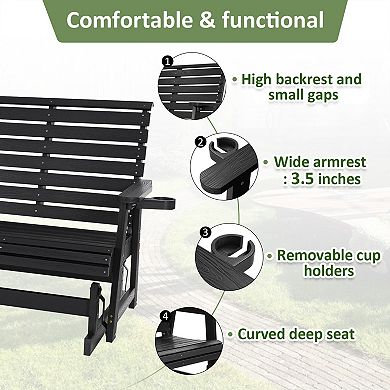 Poly Lumber Patio Glider for 3-Person, HIPS Material, All-Weather Resistant
