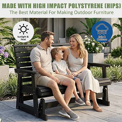 Poly Lumber Patio Glider for 3-Person, HIPS Material, All-Weather Resistant