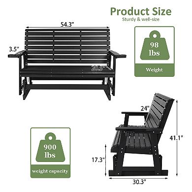 Poly Lumber Patio Glider for 3-Person, HIPS Material, All-Weather Resistant