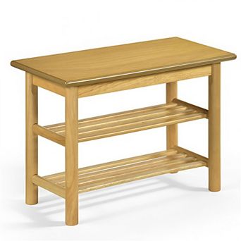 Rubberwood 3 tier Shoe Rack Entryway Storage Bench with Seat
