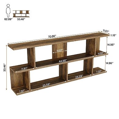 Mid Century Console Table with 3-Tier Storage Shelves for Entryway or Sofa