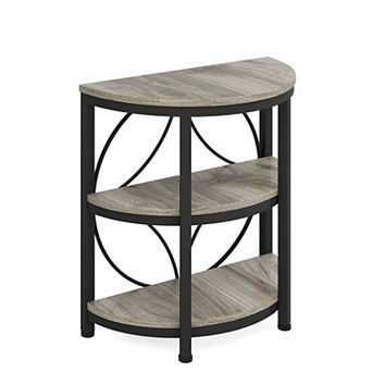 Narrow Half Round Side Table 3 tier Shelf End Table for Bedroom Living Room or Hallway