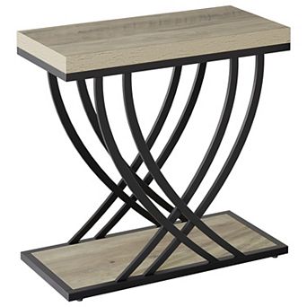 Narrow 2 tier End Table Engineered Wood Top Metal Frame for Bedroom or Living Room
