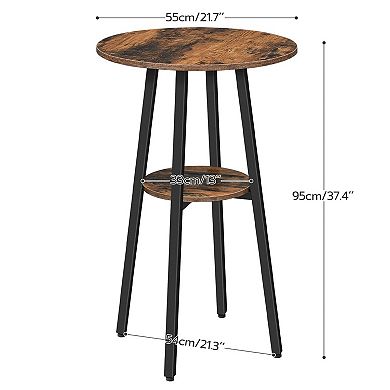 Round 2-Tier Bistro Table with Rustic Panels and Easy-Access Storage
