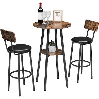 Round 2-Tier Bistro Table with Rustic Panels and Easy-Access Storage
