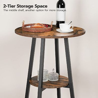 Round 2-Tier Bistro Table with Rustic Panels and Easy-Access Storage