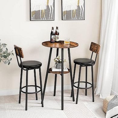 Round 2-Tier Bistro Table with Rustic Panels and Easy-Access Storage