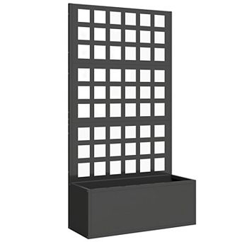 Outsunny Metal Planter Box with Trellis, Drain Holes, 24inchx9inchx44.5inch