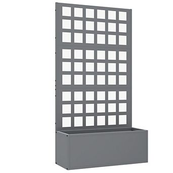 Outsunny Metal Planter Box with Trellis, Drain Holes, 24inchx9inchx44.5inch