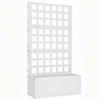 Outsunny Metal Planter Box with Trellis, Drain Holes, 24inchx9inchx44.5inch