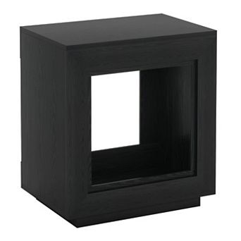 Rustic Wood Nightstand with Open Shelf and Tabletop Storage for Bedroom or Living Room