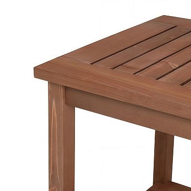 Square Solid Wood Side Table for Living Room or Bedroom