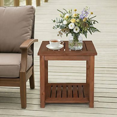 Square Solid Wood Side Table for Living Room or Bedroom