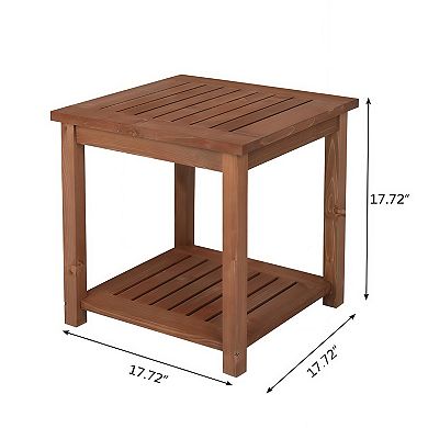 Square Solid Wood Side Table for Living Room or Bedroom