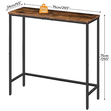 Narrow Console Table with Shelves, Industrial Sofa Table for Small Spaces