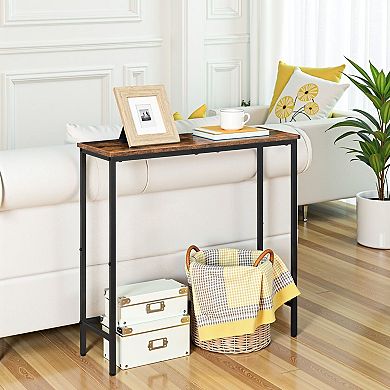 Narrow Console Table with Shelves, Industrial Sofa Table for Small Spaces