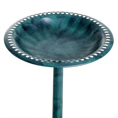Resin Fleur-De-Lis Pedestal Bird Bath Garden Decor