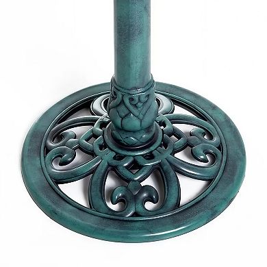 Resin Fleur-De-Lis Pedestal Bird Bath Garden Decor