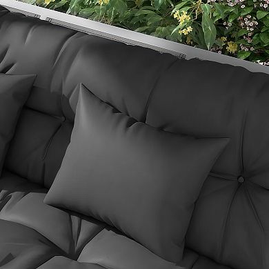 Tufted Outdoor Bench Cushion Set with Back Cushion and 2 Pillows