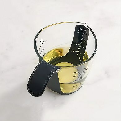 4 Pack Plastic Mini Measuring Cups with Easy Pour Spout and Non Slip Handle