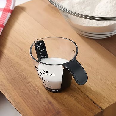 4 Pack Plastic Mini Measuring Cups with Easy Pour Spout and Non Slip Handle