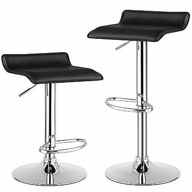 Set of 2 Adjustable Backless PU Leather Bar Stools with Chrome Base