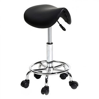 Adjustable Saddle Stool with 360 Degree Swivel and Rolling Casters