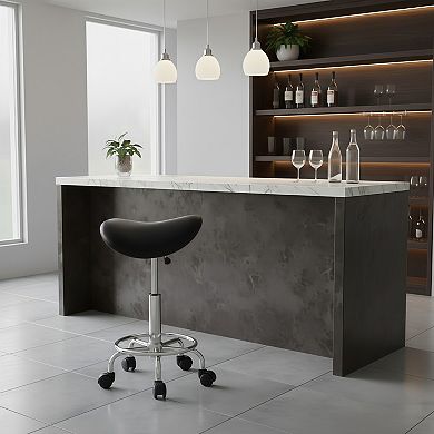 Adjustable Saddle Stool with 360 Degree Swivel and Rolling Casters
