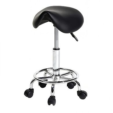 Adjustable Saddle Stool with 360 Degree Swivel and Rolling Casters