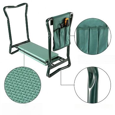Foldable Garden Kneeler and Seat with Cushion Pad and Tool Pouch
