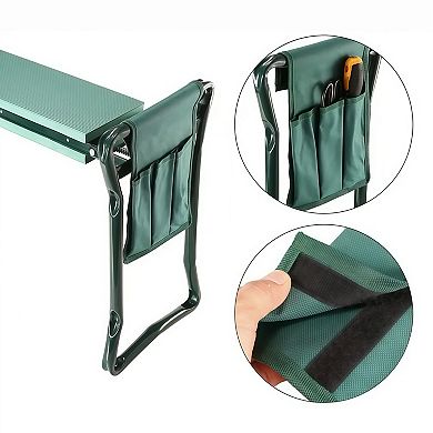 Foldable Garden Kneeler and Seat with Cushion Pad and Tool Pouch