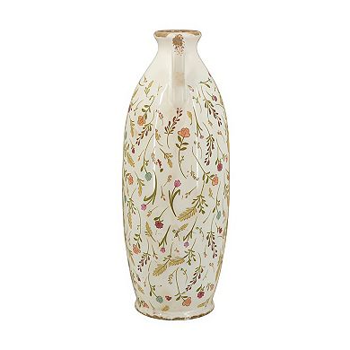 Decorative Ceramic Amphora Vase with Floral Motif