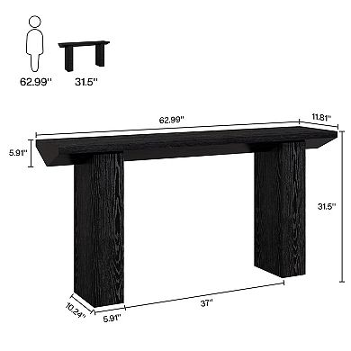 Sofa Table with Geometric Design, Narrow Console Table for Entryway Living Room