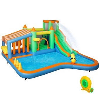 Qaba 8 in 1 Inflatable Bounce House Water Slide with 550W High Power Blower