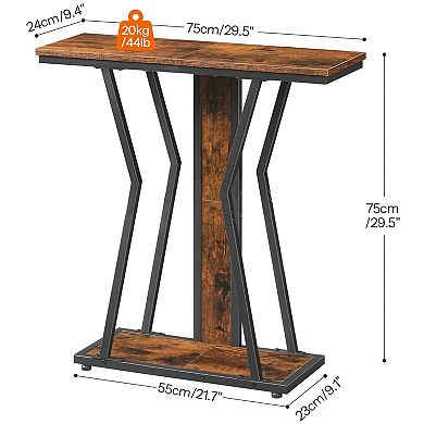 Modern Rustic Console Table with Open Shelf, Narrow Sofa Table for Small Spaces