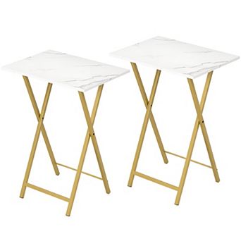Set of 2 Foldable TV Tray Table, Small Laptop Table with Metal Frame for Living Room