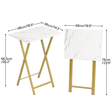 Set of 2 Foldable TV Tray Table, Small Laptop Table with Metal Frame for Living Room