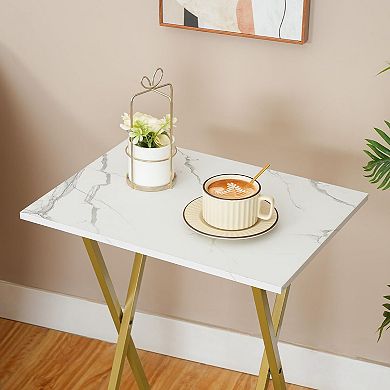 Set of 2 Foldable TV Tray Table, Small Laptop Table with Metal Frame for Living Room