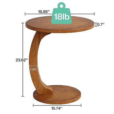 Vintage C-Shaped End Table for Small Spaces, Bedroom, Living Room, or Apartment