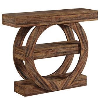 Narrow Console Table with 3 tier Storage Shelves, Entryway Table for Hallway or Behind Sofa