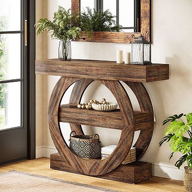 Narrow Console Table with 3 Tier Storage Shelves, Entryway Table for Hallway or Behind Sofa
