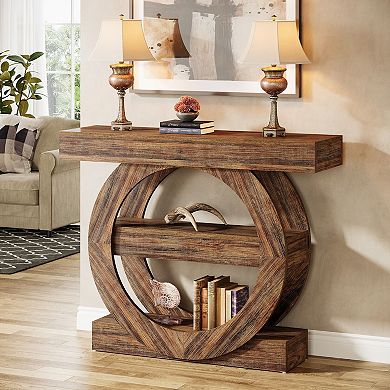 Narrow Console Table with 3 Tier Storage Shelves, Entryway Table for Hallway or Behind Sofa