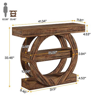 Narrow Console Table with 3 Tier Storage Shelves, Entryway Table for Hallway or Behind Sofa