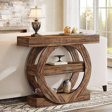 Narrow Console Table with 3 Tier Storage Shelves, Entryway Table for Hallway or Behind Sofa